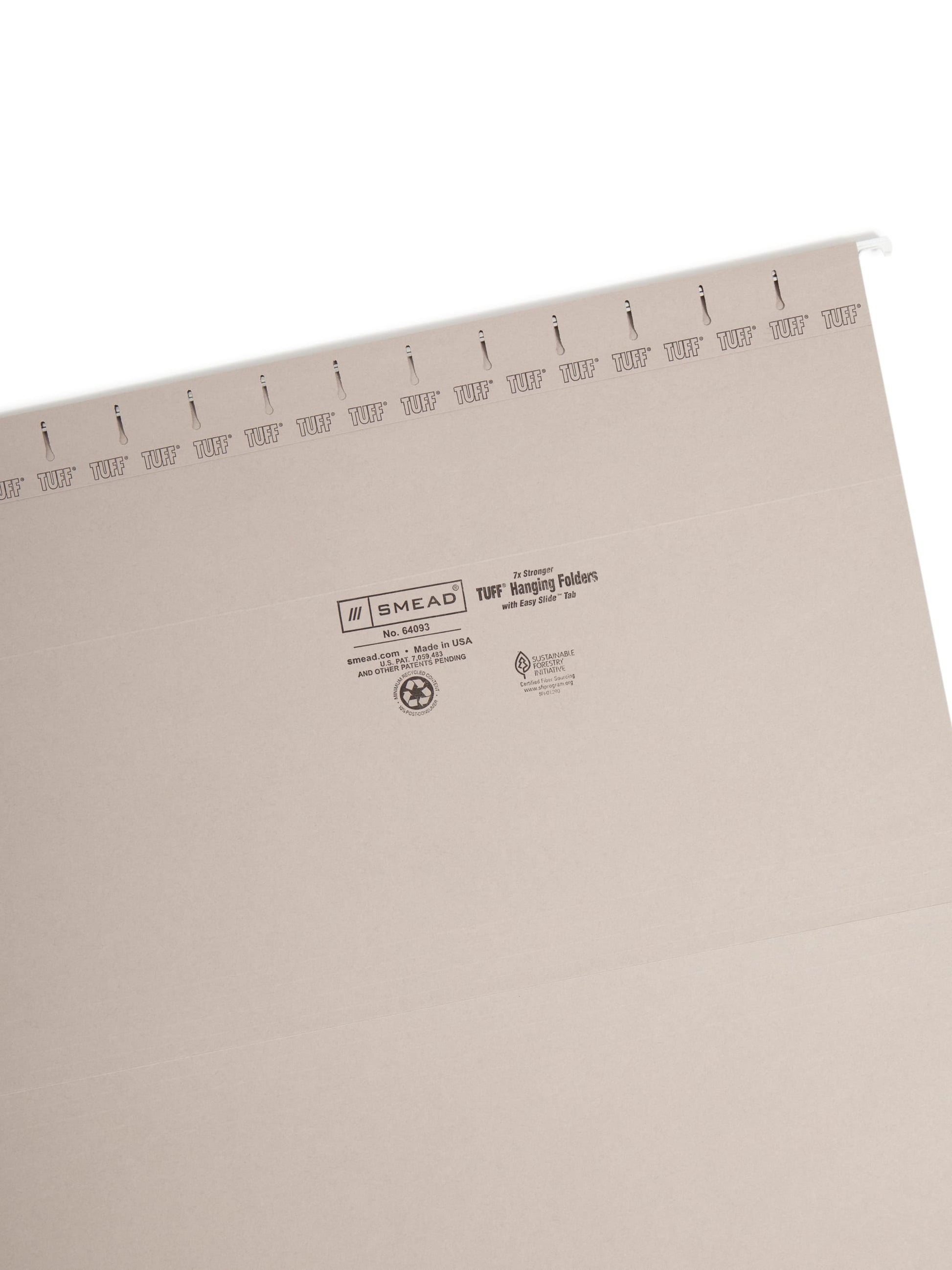 TUFF® Hanging File Folders with Easy Slide® Tabs, Gray Color, Legal Size, Set of 18, 086486640930