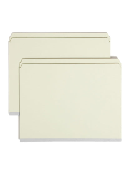 Pressboard File Folder, Straight-Cut Tab, 1 inch Expansion, Gray/Green Color, Letter Size, 