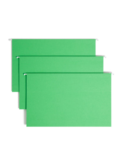 Standard Hanging File Folders with 1/5-Cut Tabs, Green Color, Legal Size, Set of 25, 086486641616