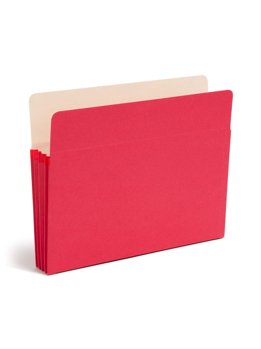 File Pockets, 3-1/2 inch Expansion, Straight-Cut Tab, Red Color, Letter Size, Set of 25, 30086486732315