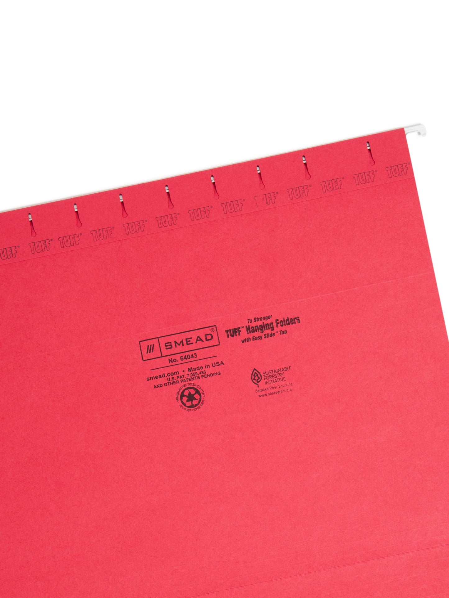 TUFF® Hanging File Folders with Easy Slide® Tabs, Red Color, Letter Size, Set of 18, 086486640435