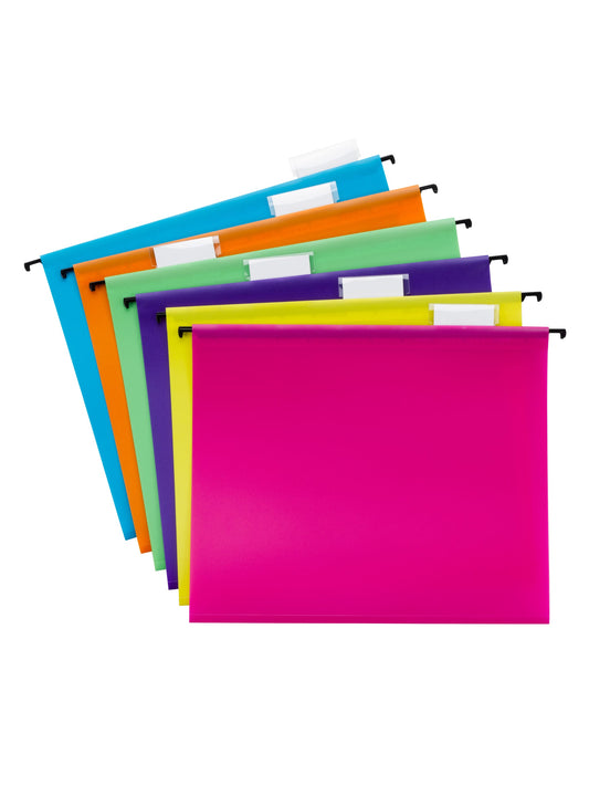 Poly Hanging File Folders, Assorted Colors Color, Letter Size, Set of 12, 086486640305