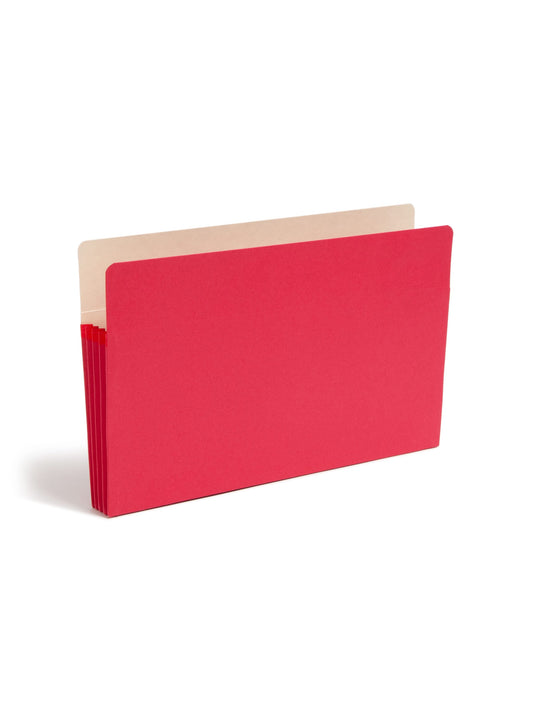 File Pockets, 3-1/2 inch Expansion, Straight-Cut Tab, Red Color, Legal Size, Set of 25, 30086486742314