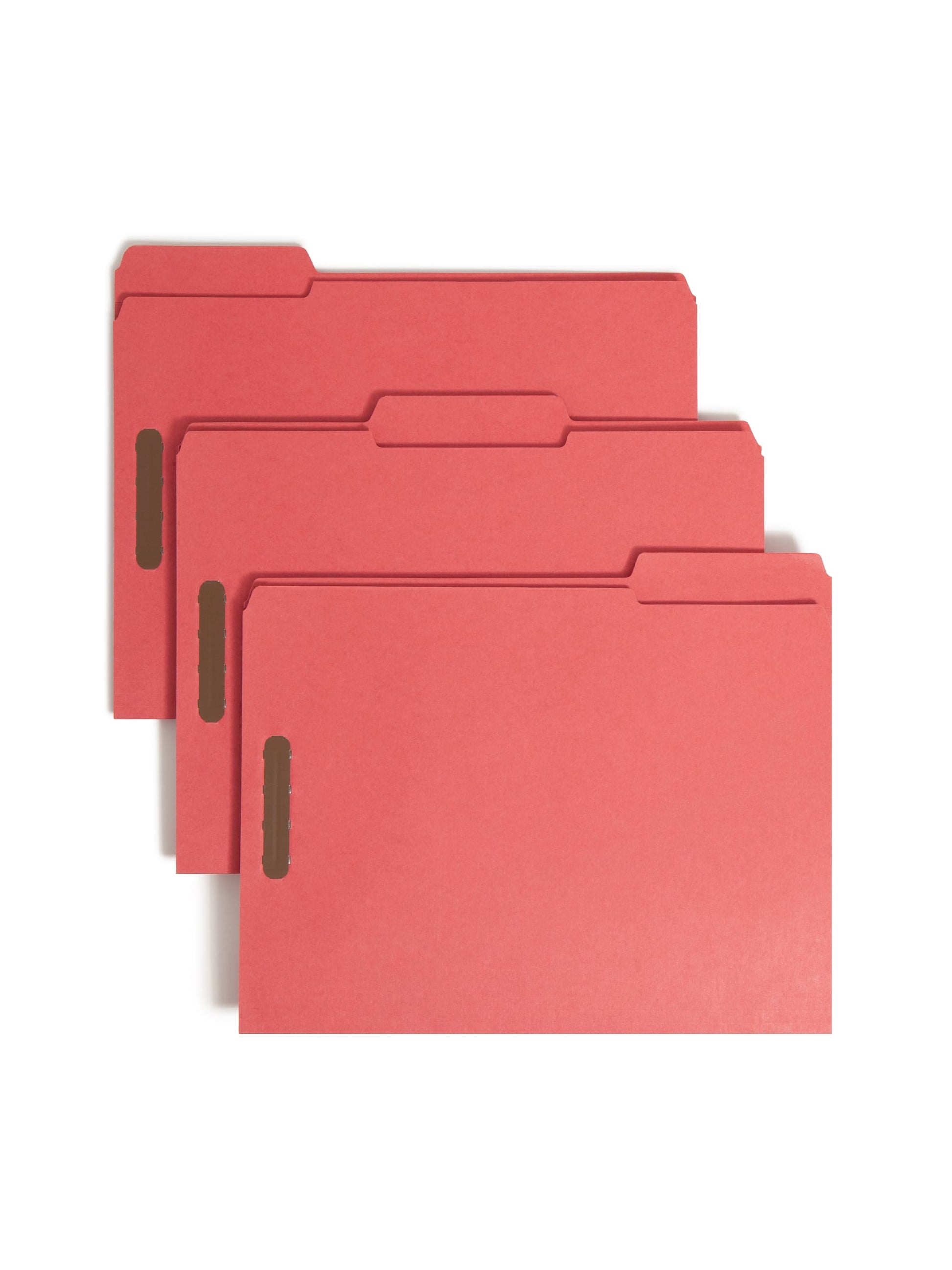 100% Recycled Reinforced Tab Fastener File Folders, Red Color, Letter Size, Set of 50, 086486127417