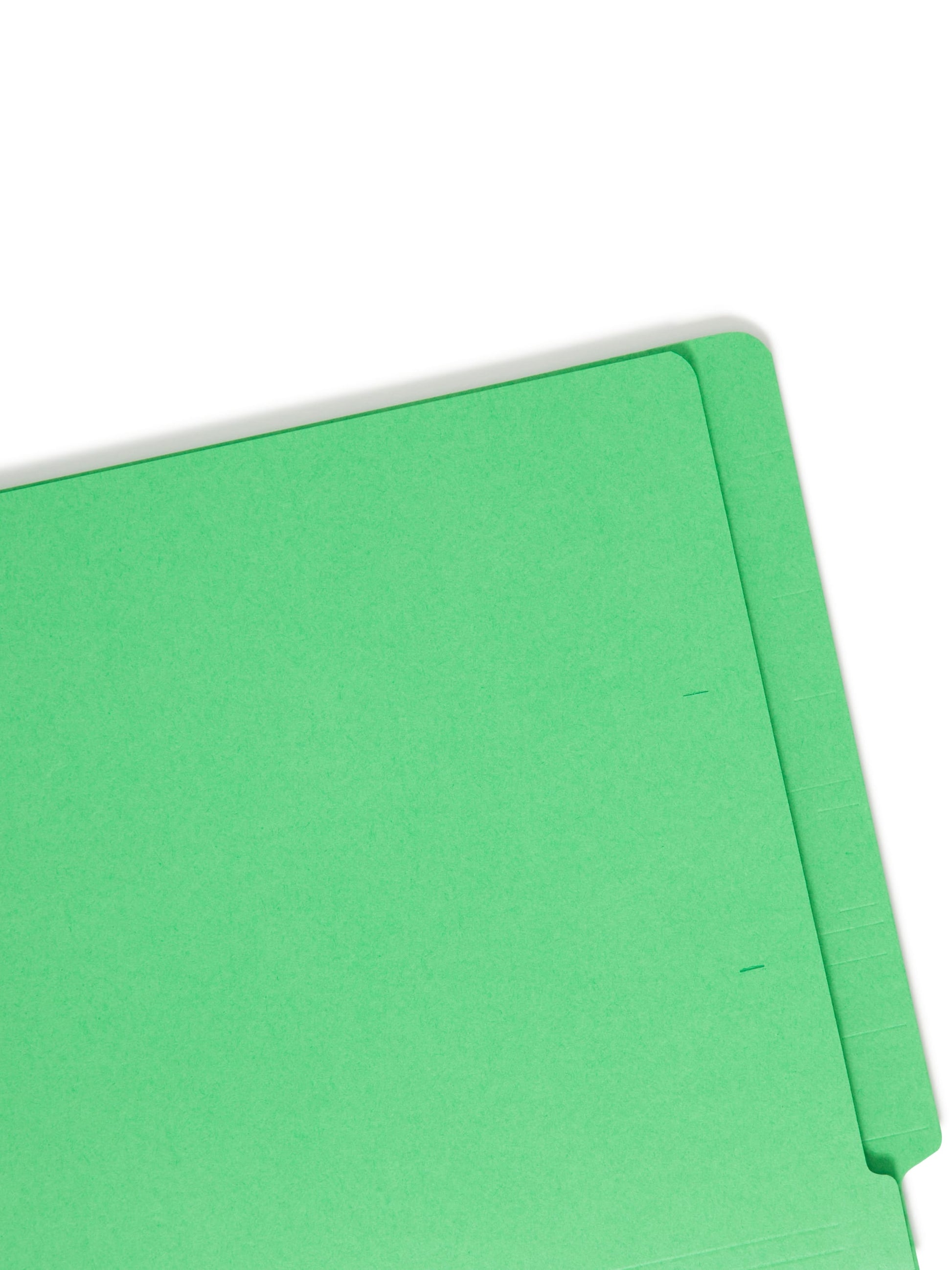 Shelf-Master® Reinforced End Tab Fastener File Folders, Straight-Cut Tab, Green Color, Letter Size, Set of 50, 086486251402