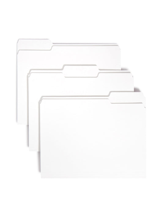 Standard File Folders, 1/3-Cut Tab, White Color, Letter Size, 