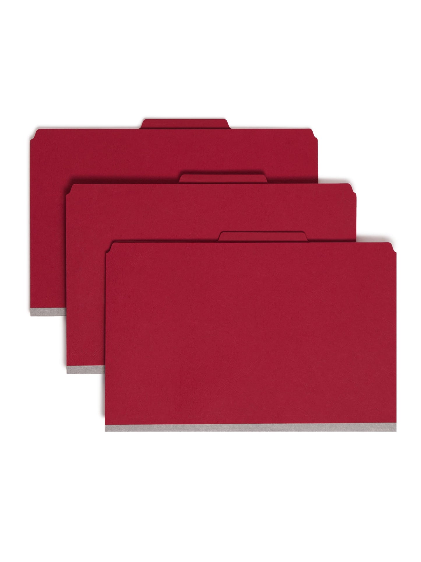 SafeSHIELD® Premium Pressboard Classification File Folders, 2 Dividers, 2 inch Expansion, 2/5-Cut Tab, Bright Red Color, Legal Size, 