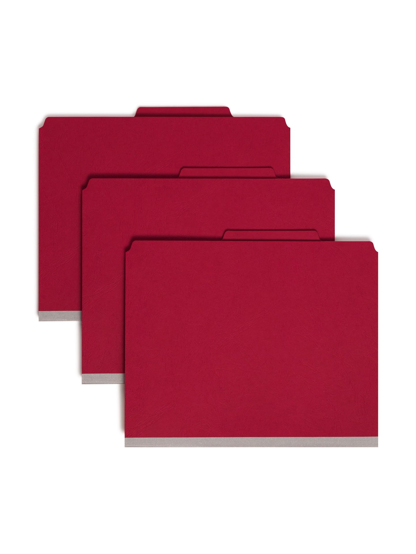 SafeSHIELD® Premium Pressboard Classification File Folders, 2 Dividers, 2 inch Expansion, 2/5-Cut Tab, Bright Red Color, Letter Size, 