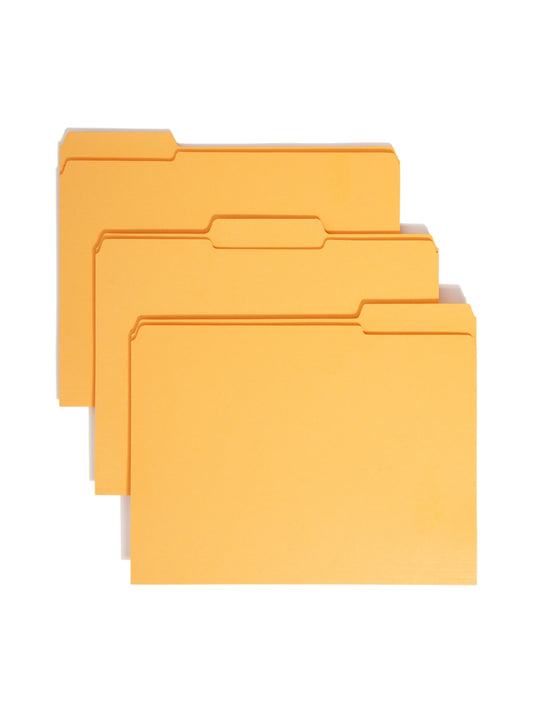 Reinforced Tab File Folders, 1/3-Cut Tab, Gold Color, Letter Size, Set of 100, 086486122344