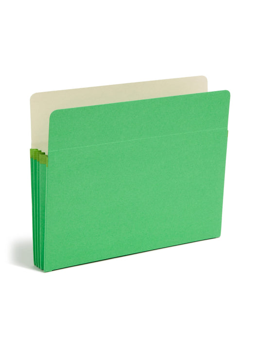 File Pockets, 3-1/2 inch Expansion, Straight-Cut Tab, Green Color, Letter Size, Set of 25, 30086486732261