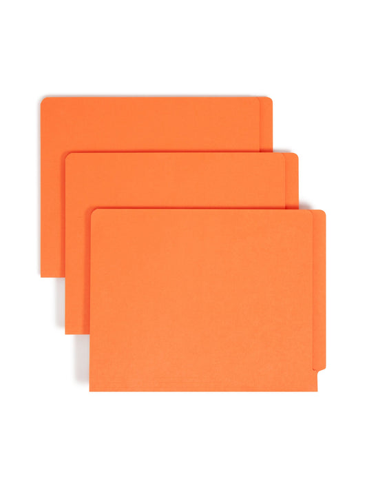 Shelf-Master® Reinforced End Tab Fastener File Folders, Straight-Cut Tab, Orange Color, Letter Size, Set of 50, 086486256407