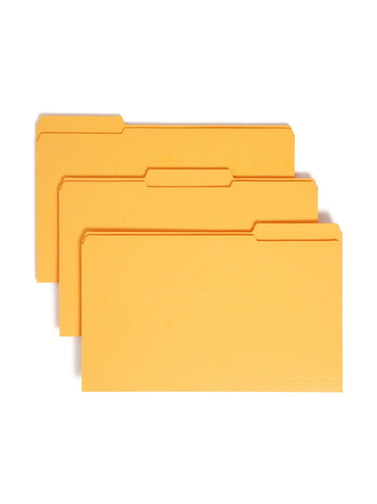 Reinforced Tab File Folders, 1/3-Cut Tab, Gold Color, Legal Size, Set of 100, 086486172349