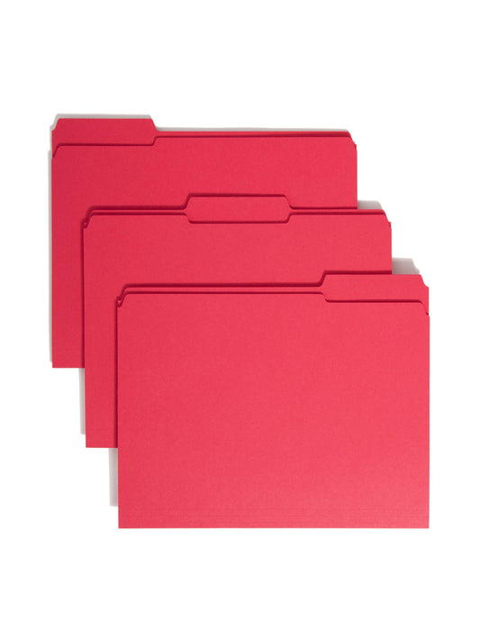 Reinforced Tab File Folders, 1/3-Cut Tab, Red Color, Letter Size, Set of 100, 086486127349