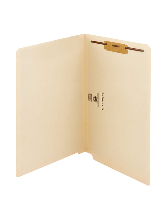 Shelf-Master® Reinforced End Tab Fastener File Folders, Straight-Cut Tab, Manila Color, Legal Size, Set of 50, 086486371100