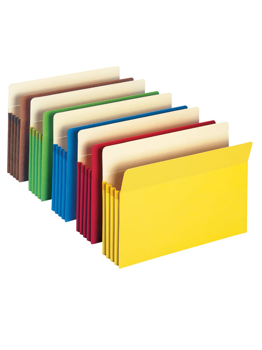 File Pockets, 3-1/2 inch Expansion, Straight-Cut Tab, Assorted Colors Color, Legal Size, Set of 5, 086486748926